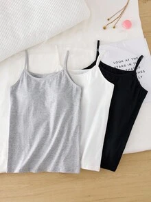 3 件套女童基本款黑色、白色、灰色吊带背心（带胸垫）、百搭舞蹈服和汗衫