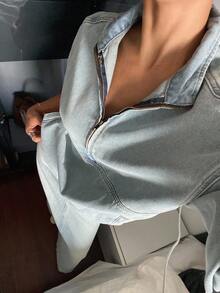 DAZY Women's Casual Washed Denim Top And Skirt Set Fall,Winter - Blue - View 6