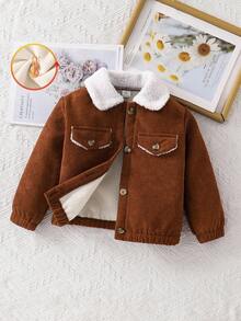 少女休闲保暖内衬夹克，秋冬 - 棕色 - 查看 1