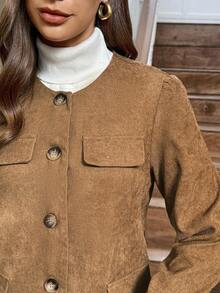 LanaWest 2pcs Vintage Corduroy Set Women, Short Jacket And Wide Leg Pants