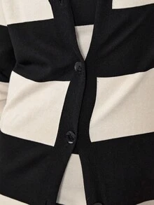 Hansera 2 件套女士条纹吊带背心连衣裙 + 长款开衫毛衣套装，时尚 - 杏色 - 查看 6
