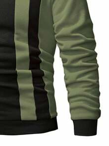 Manfinity Homme Áo nỉ dài tay cổ tròn màu tương phản thường ngày dành cho nam, mùa thu - màu đen - Xem 3