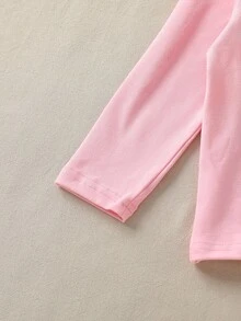 SHEIN Playful Pals 2pcs Baby Girl Fashion Cute Embroidered 3D Ear Furry Thick Vest Dress With Pink Turtleneck Top, Adorable 2-Piece Set, Birthday Dress - Multicolor - View 7