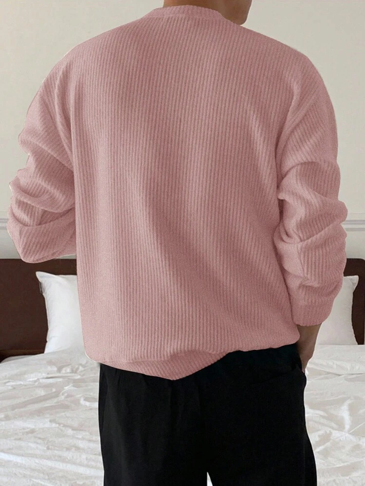 Men's Casual Solid Color Pullover Sweater, Autumn
