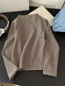 DAZY 男童T恤，秋季女装长袖上衣 - 棕色 - 查看 6