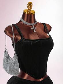 Amplova Damen sexy einfarbiges Camisole und super kurze Shorts 2 Stücke Set, Sommer - Schwarz - Übersicht 5