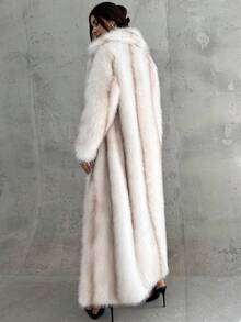 Firerie Women's Elegant Modern Street Fashion Delicate Vintage Coin Party Outerwear, Turndown Collar White Ombre Dyed Faux Fur Coat, Autumn Winter Clothes For Women,Women's Winter Clothes - White - View 8