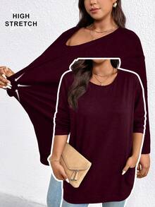 EMERY ROSE Einfarbiges Lässig Langarm T-Shirt in Große Größen, Herbst