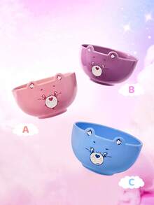 SHEIN X Care Bears 1pc 4.7in/12cm Diameter Cute Cartoon Character Pattern Cereal Bowl, 14.2oz/420ml Deep Soup Bowl, Ceramic Dessert Bowl, Suitable For Salad, Pasta, Oatmeal, Ramen, Microwave & Dishwasher Safe