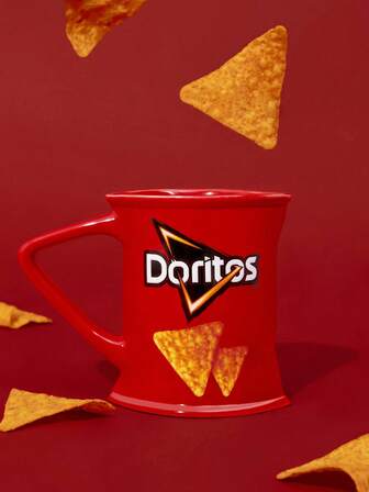 Doritos X SHEIN 1pc Large Capacity Mug, Cute Ceramic Mug With Quirky Graphic Design, Dishwasher & Microwave Friendly, Suitable For Juice, Coffee, Milk, Etc.