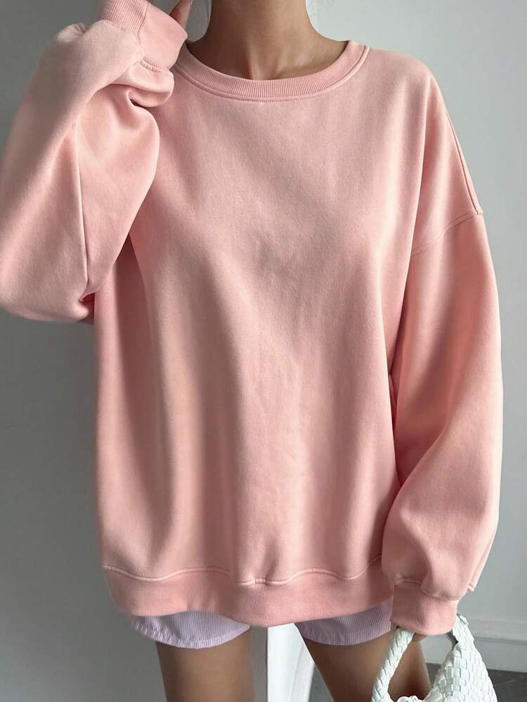 Women's Floral Print Round Neck Drop Shoulder Long Sleeve Casual Loose Sweatshirt