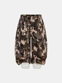 SHEIN Blugi largi, stilați, casual, moi, drăguți, de camuflaj, maro, tricotați, din denim, cargo, cu picior larg, pentru bebeluși, ținute zilnice de toamnă/iarnă, streetwear, Crăciun, Anul Nou, Ziua Recunoștinței - Multicolor - Vizualizare 6