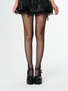 ROMWE Goth 女士性感厚底厚底高跟鞋，春秋时尚纯色金属双带扣高跟玛丽珍鞋 - 黑色 - 查看 2