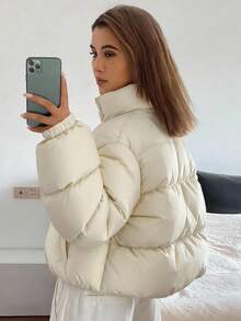 DAZY 女式宽松前开长袖夹棉外套