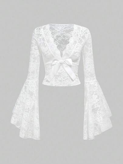 Goth ملابس علوية نسائي محتشم من الدانتيل والتنجيد والرقبة على شكل v مزين بسلسلة اللؤلؤ والورود والفيونكة على الطراز القوطي