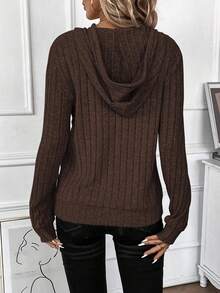 SHEIN LUNE Casual Solid Color Sweatshirt, Versatile For Autumn - Coffee Brown - View 2