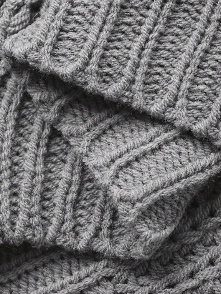 Casual Gray Knit Cardigan Sweater For Women, High-Quality Autumn/Winter Open Front Sweater