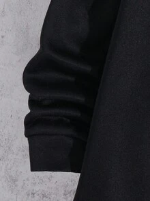 SHEIN 男童休闲运动街头风连帽衫卫衣裤套装，字母印花，适合通勤、上学、日常休闲、旅行、运动，四季皆宜 - 黑色 - 查看 6