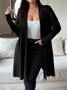 Vionelle 大码休闲度假针织开衫 - 黑色 - 查看 4