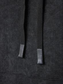 Sport MetroGents 1 pieza Sudadera casual de moda urbana para hombre, sudadera con capucha con cordón, bolsillo y estampado de caballero y letras, forro térmico, adecuada para otoño/invierno