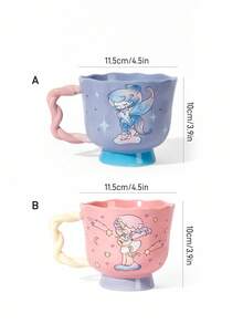 Pop Mart Azura X SHEIN 1pc Ceramic Mug With Cartoon Pattern, Heat-Resistant, Dishwasher Friendly, For Milk, Juice, Coffee, Tea - Multicolor - View 2