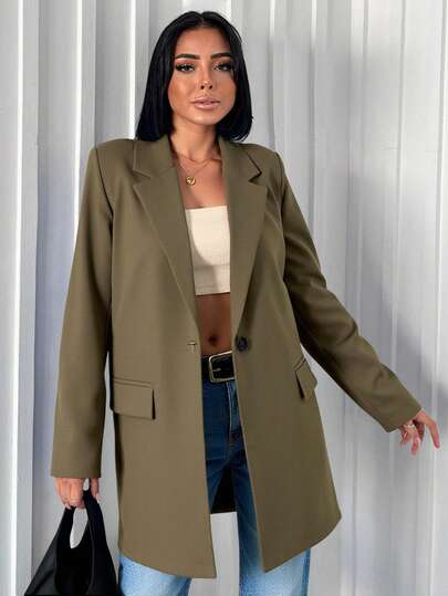 EURMUSE Lapel Krage Enda Knapp Blazer