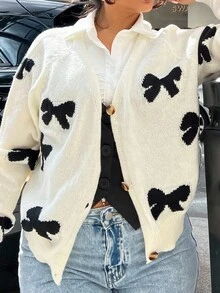 NegzBox Blusa de manga larga con botones delanteros y detalle de lazo, diseño minimalista para mujer