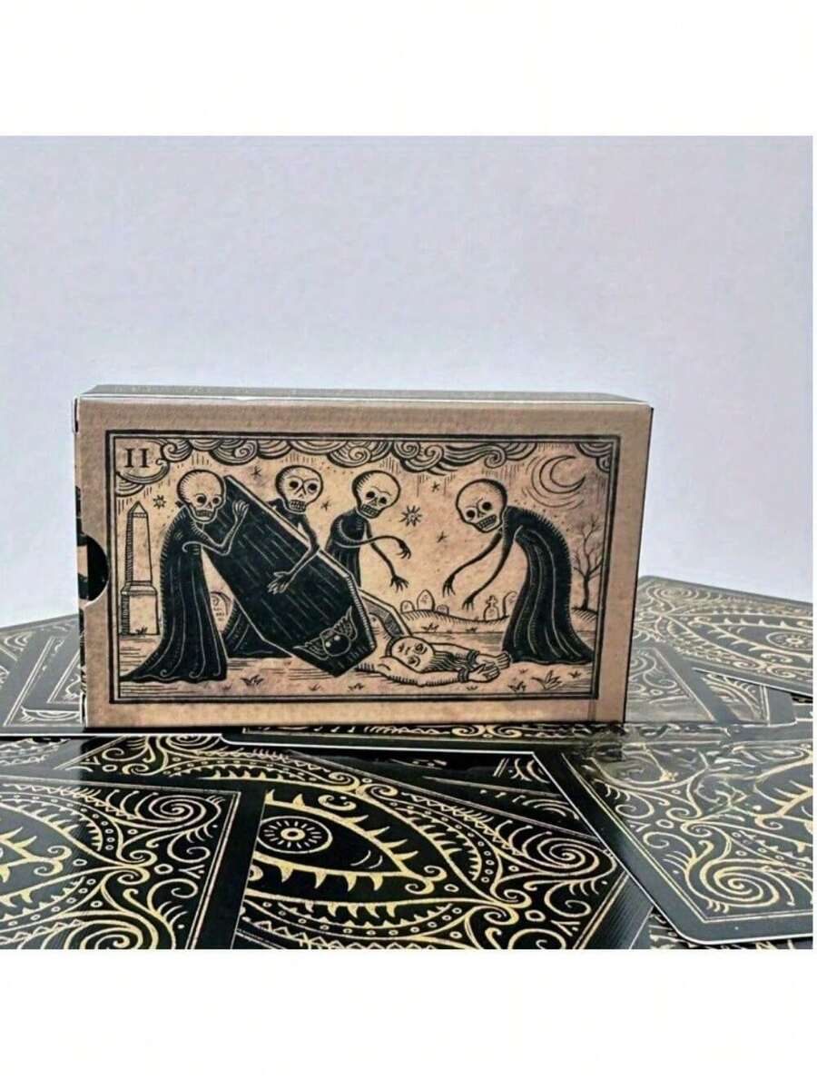 1PC-Dark Magic: Waning Moon Oracle Deck - 52 lá bài dập nổi hai mặt dành cho Tarot và bói toán hấp dẫn, bao gồm hình minh họa chi tiết về đầu lâu và xương cùng các biểu tượng huyền bí, hoàn hảo cho người sưu tầm, bộ bài bí ẩn | Thẩm mỹ ma quái | Thiết kế tạo không khí - Nhiều màu - Xem 1