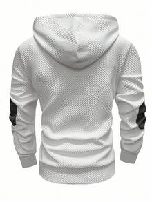 Manfinity Homme Men's Autumn Contrast Color Long Sleeve Button Design Drawstring Casual Hoodie Men Sweater Hoodie - Dark Grey - View 2