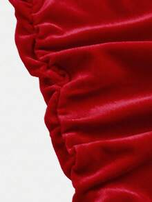 SLAYR KIDS Tween Girl Elegant Home Wine Snug Fit Wrap Dress With Side Slit Dress, Suitable For Party And Gathering - Red - View 4