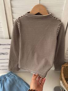 DAZY 男童T恤，秋季女装长袖上衣 - 棕色 - 查看 2