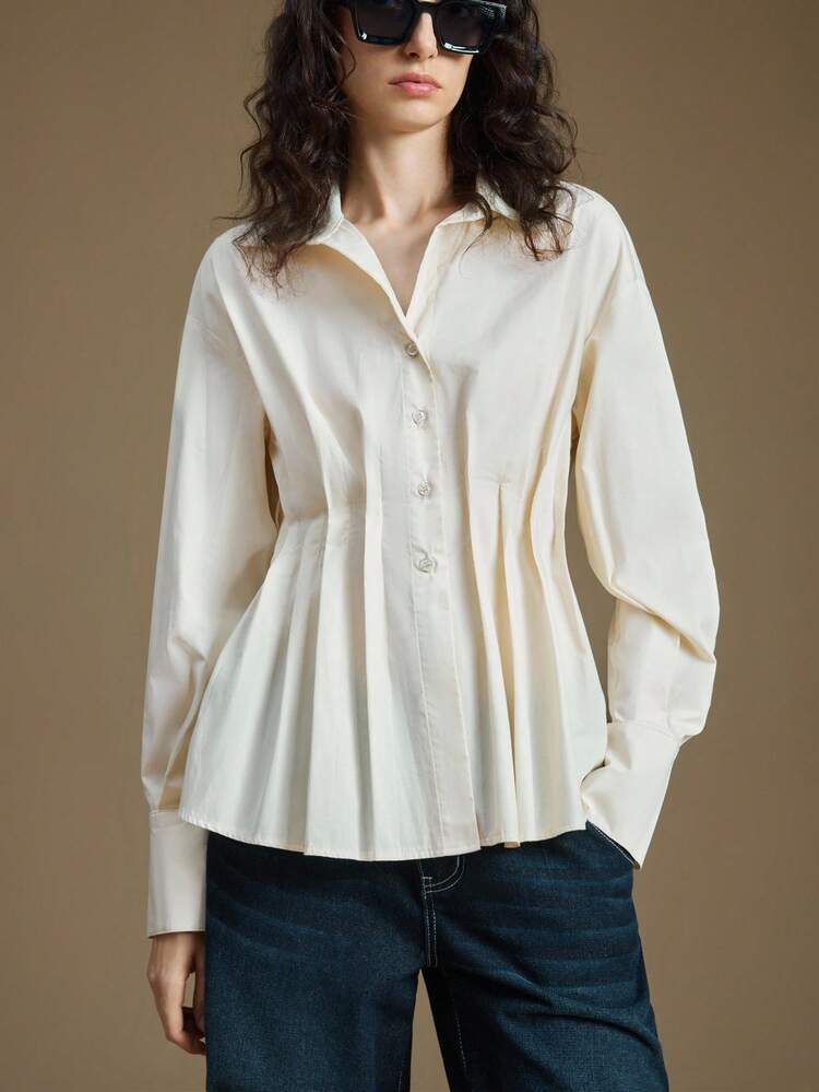 White 2025 New Women's Autumn Effortless Chic Everyday Blouse,Elegant Wedding Guest Top,Business Casual Woven Fabric Teacher Attire,Church,Night Out