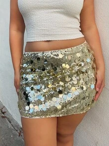 Nezia Cruz Váy mini lấp lánh cho nữ, dự tiệc cho nữ, họa tiết gợi cảm, sequin tương phản, dây kéo mini vừa vặn, eo thả, hoa vàng, váy trơn cho nữ, mùa xuân/hè, trang phục dự tiệc/hộp đêm - Vàng - Xem 4