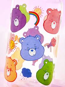 SHEIN X Care Bears 500ml/17.6oz 可爱卡通欢乐熊、熊、分享熊图案印花高硼硅玻璃杯，配有吸管清洁刷和吸管，耐热耐寒 - 無色 - 查看 4