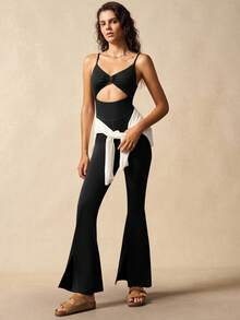 VARSIVA Mono de tirantes con espalda descubierta y calado de unicolor y sexy