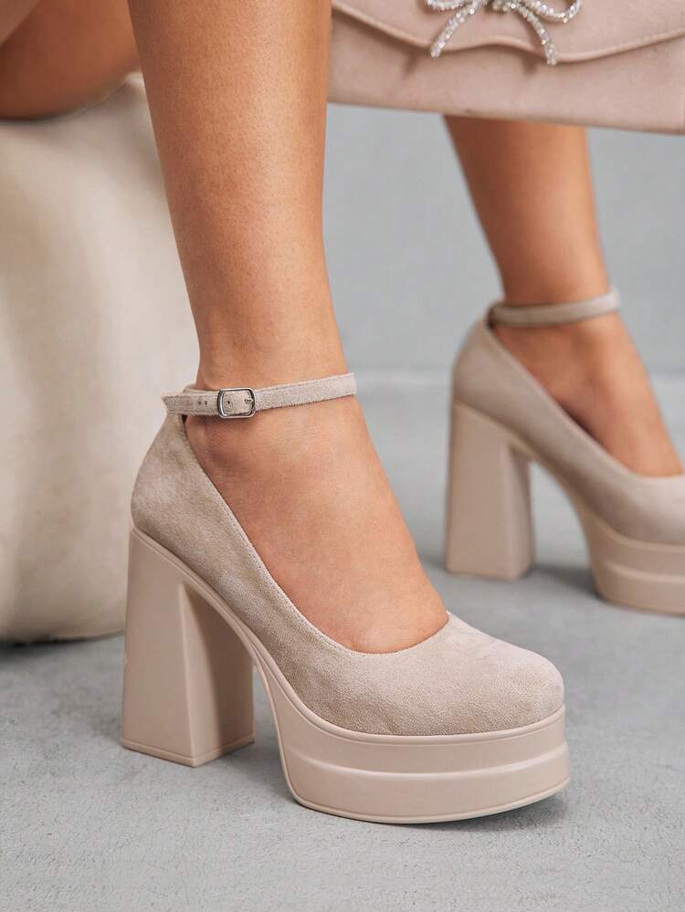 CUCCOO SZL Almond Toe Thick High Heel Platform Women's High Heel Pumps, Fashionable, Sexy, Comfortable, Suitable For Daily Wear And Commuting For Christmas Spring Shoes