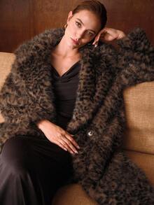 MOTF PREMIUM LAPEL COLLAR LEOPARD FAUX FUR COAT - Multicolor - View 2