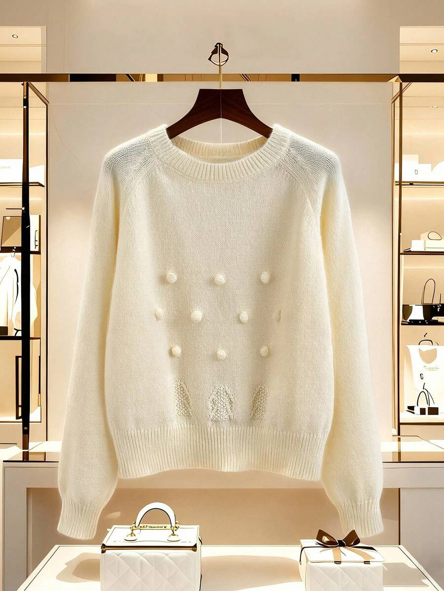 GlowEve Weicher, locker sitzender, modischer und großzügiger Damen Pullover, Herbst/Winter - Aprikosenfarben - Übersicht 1