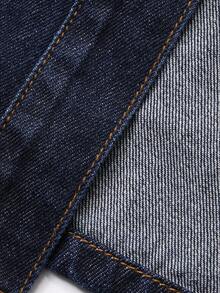 Dazy Plus Plus Size Dark Washed Blue Long Sleeve Cinched Waist Slim Fit Long Denim Dress, Autumn