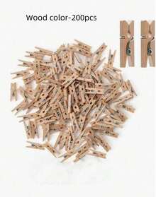 200pcs Mini Photo Clips, 50 Pcs, 1.4 Inch Small Wooden Clothespins For Baby Cloth, Pictures