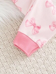 Cozy Pixies Baby Girl Cartoon Bear Print Knit Soft Crew Neck Long Sleeve Top And Elastic Waist Long Pants 2 Pieces Snug Fit Pajama Set Toddler Sleepwear Baby Girl Pajama Set Baby Girl Sleepwear Baby Girl Bow Print Set Cute Pj Set - Multicolor - View 3