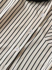 GlowEve Women's Casual Commuter Striped Shawl Collar Shirt