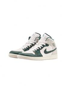 Nike Air Jordan 1 Mid SE Men's Sneakers Green FQ7720 - White/Sail/Neutral Grey/Oxidized Green - View 2