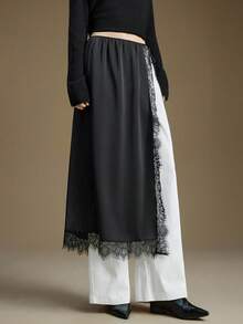 Ontre Váy satin đen ren dành cho nữ, chất liệu mềm mại thoải mái, thắt eo trang trí, trang phục công sở thường ngày đa năng, phong cách thanh lịch thành thị, bộ váy áo thời trang cao cấp cho nữ, bộ hai mảnh váy nữ kèm áo khoác cardigan, bộ vest nữ, váy đen hai mảnh, bộ vest nữ, bộ váy áo cho nữ, váy dạ hội, trang phục thanh lịch năm mới, trang phục du lịch cổ điển cho khách dự đám cưới. - màu đen - Xem 5