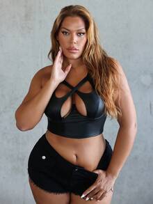 MelDlgn Débardeur fendu sexy grande taille pour femmes, convient pour un port quotidien, festivals, soirées, anniversaires, enterrements de vie de jeune fille, mariages, élégant, décontracté, shopping, streetwear, sortie, coquette, facile à assortir et affinant la silhouette, mettant en valeur le corps, valorisant la forme - Noir - Voir 6