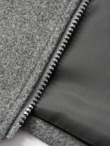 Dazy Plus 大码女式加厚纯色休闲口袋针织短外套，秋冬女式外套 - 灰色 - 查看 9