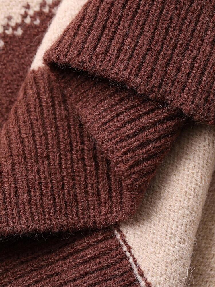 Young Boys Casual Loose Fit Striped Knit Sweater, Japanese Style For Autumn