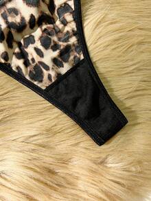 SHEIN 2pcs Women Leopard Print Ruffle Trim Lingerie Set ClassicAnimalPrint - Multicolor - View 6