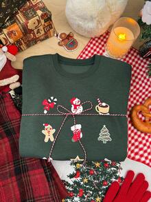 DAZY 男童圣诞印花圆领卫衣，秋冬季休闲款，新年必备 - 綠色 - 查看 4