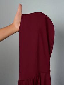 Slaydiva 秋冬女款拼色套头衫，休闲运动长袖衬衫夹克 - 酒紅色 - 查看 6